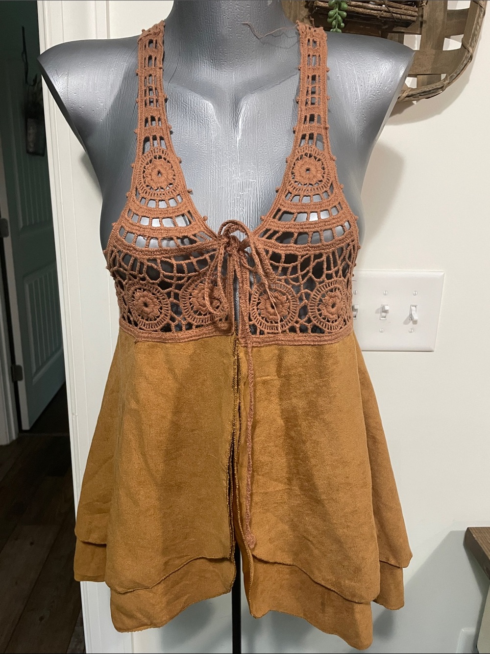 Rue21 Crochet-Detail Tank Top in Rust Brown